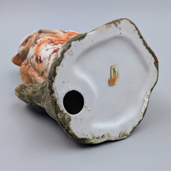 Vintage Porcelain Horned Owl Figurine on Tree Stump |  Bird Collectible - Picture 5 of 7
